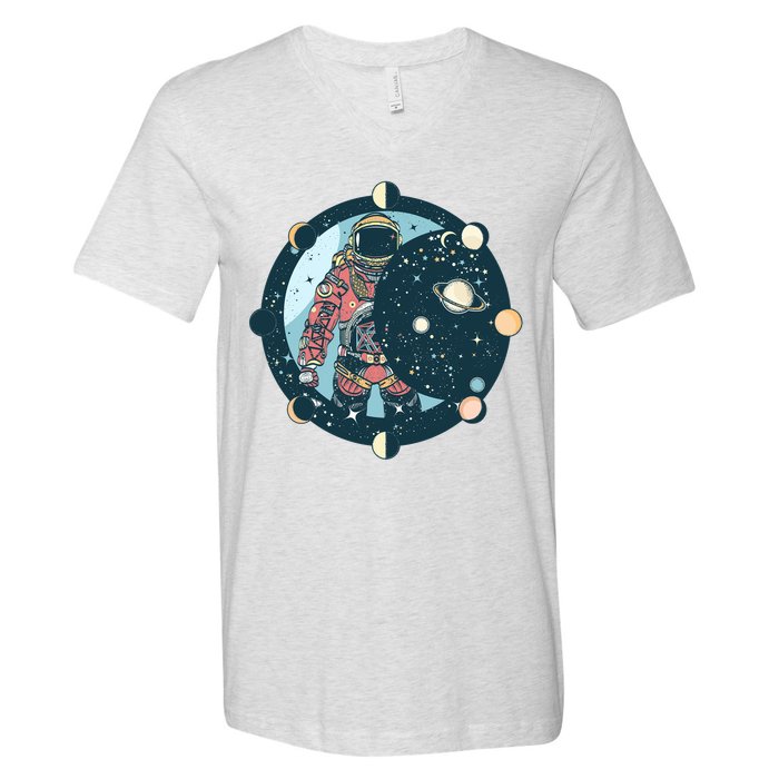 Spaceman Moon Cycle V-Neck T-Shirt