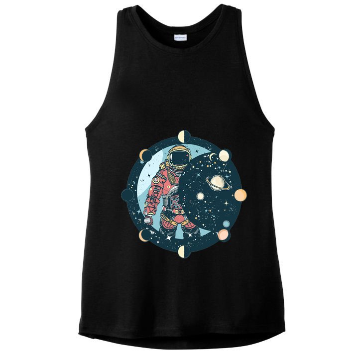 Spaceman Moon Cycle Ladies PosiCharge Tri-Blend Wicking Tank