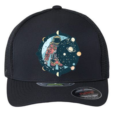 Spaceman Moon Cycle Flexfit Unipanel Trucker Cap