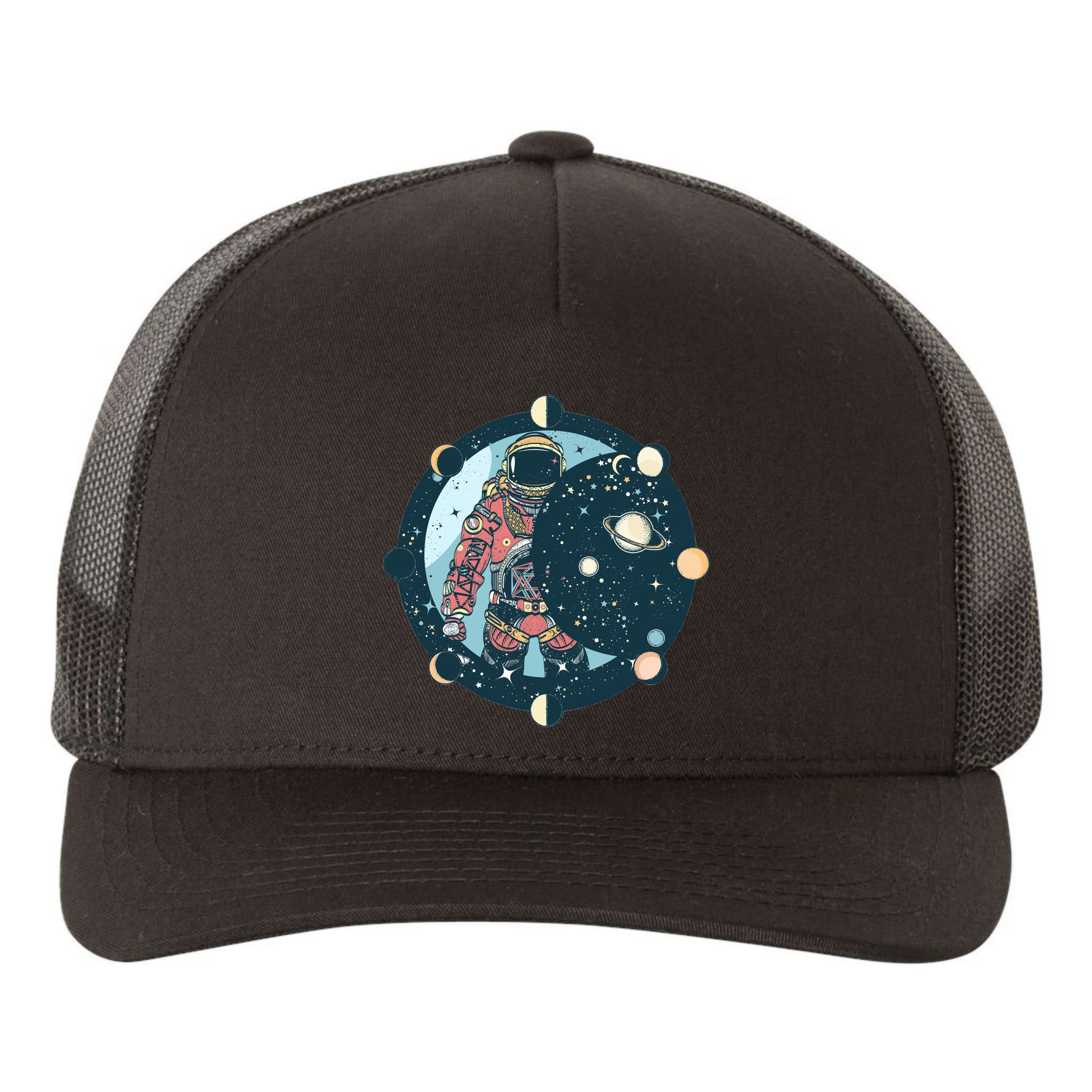 Spaceman Moon Cycle Yupoong Adult 5-Panel Trucker Hat