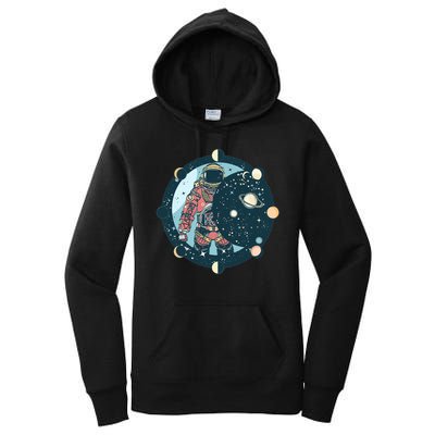 Spaceman Moon Cycle Women's Pullover Hoodie
