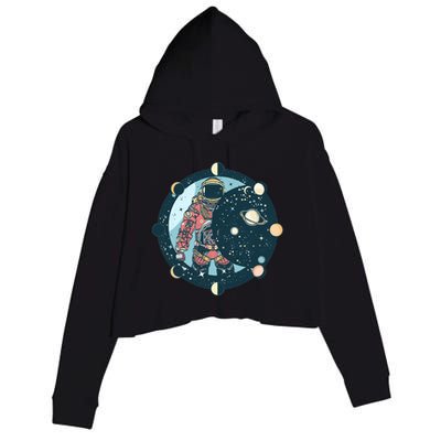 Spaceman Moon Cycle Crop Fleece Hoodie