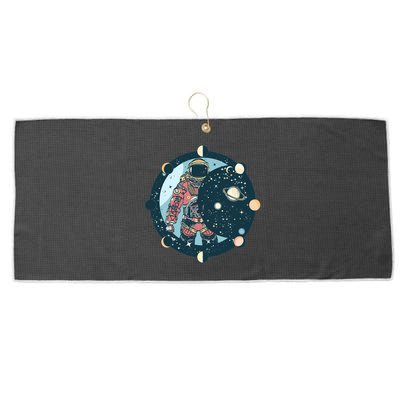 Spaceman Moon Cycle Large Microfiber Waffle Golf Towel