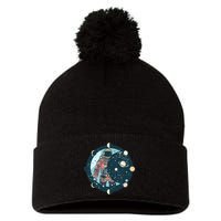 Spaceman Moon Cycle Pom Pom 12in Knit Beanie