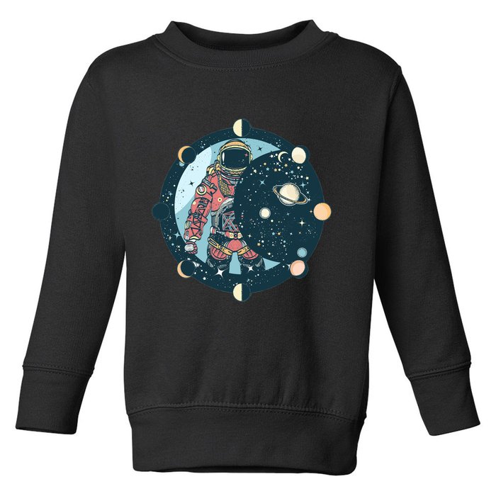 Spaceman Moon Cycle Toddler Sweatshirt