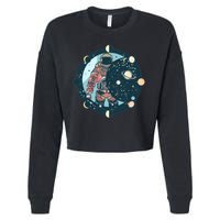 Spaceman Moon Cycle Cropped Pullover Crew