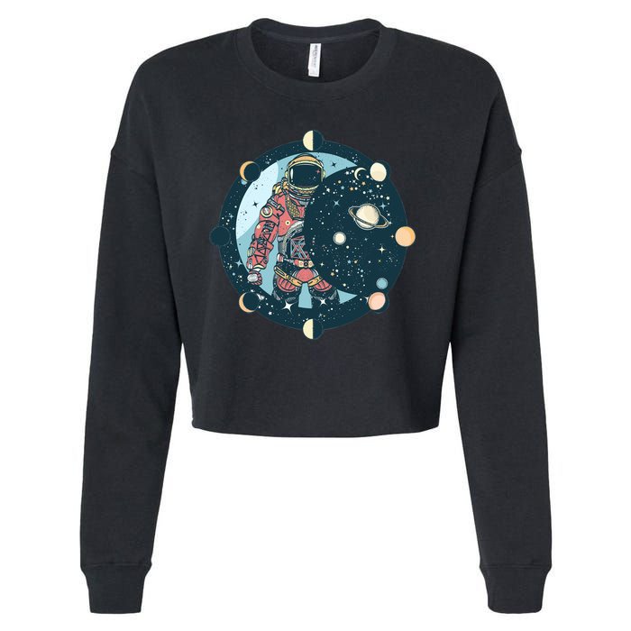 Spaceman Moon Cycle Cropped Pullover Crew