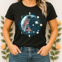 Spaceman Moon Cycle Womens T-Shirt