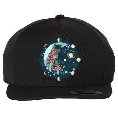 Spaceman Moon Cycle Wool Snapback Cap