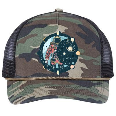 Spaceman Moon Cycle Retro Rope Trucker Hat Cap