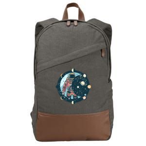 Spaceman Moon Cycle Cotton Canvas Backpack