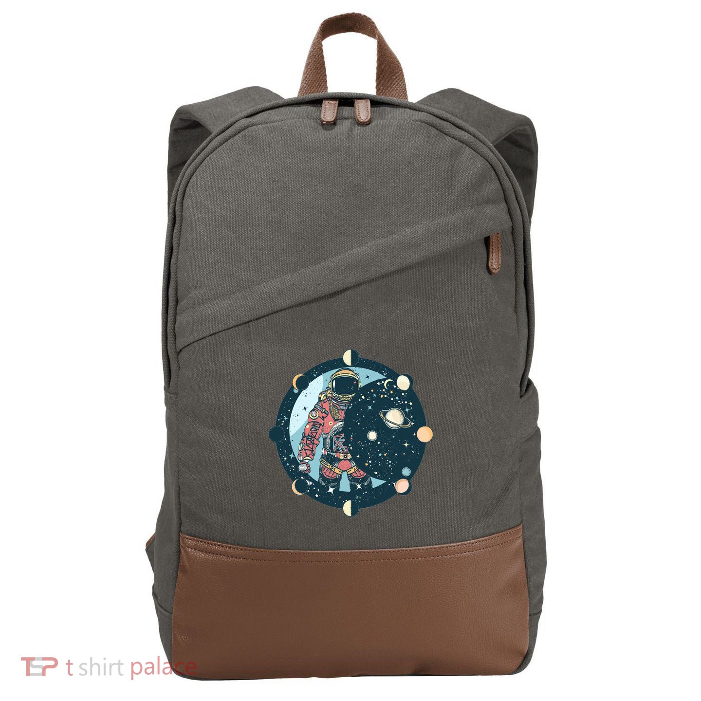 Spaceman Moon Cycle Cotton Canvas Backpack