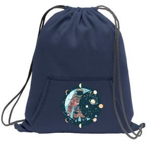 Spaceman Moon Cycle Sweatshirt Cinch Pack Bag