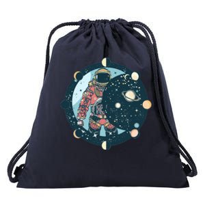 Spaceman Moon Cycle Drawstring Bag