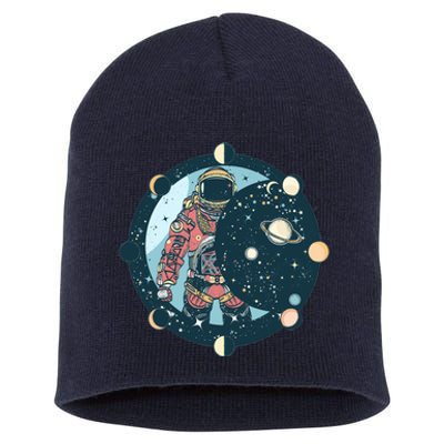 Spaceman Moon Cycle Short Acrylic Beanie