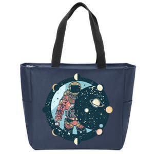 Spaceman Moon Cycle Zip Tote Bag