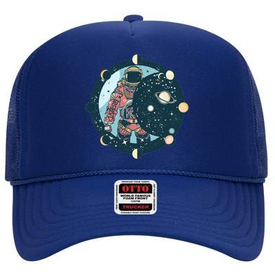 Spaceman Moon Cycle High Crown Mesh Back Trucker Hat