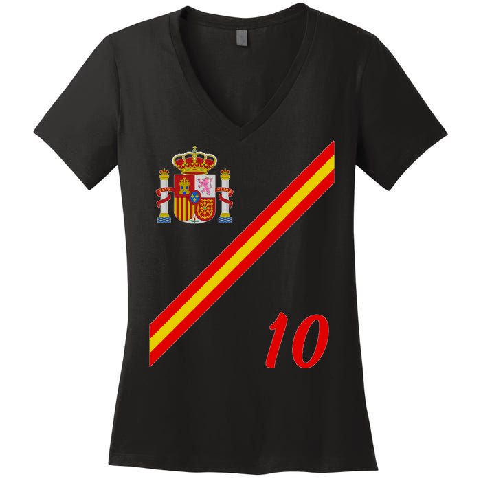 Spain Soccer Jersey Espana Barcelona Madrid Women's V-Neck T-Shirt