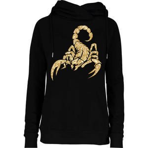 Sparkly Scorpion  Womens Funnel Neck Pullover Hood