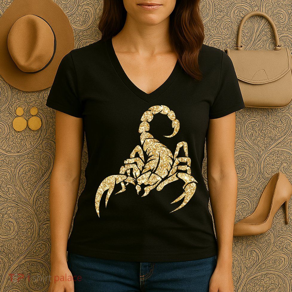 Sparkly Scorpion  Women's V-Neck T-Shirt