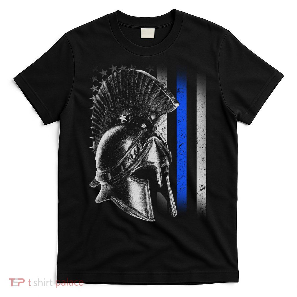 Spartan Police Blue Thin Line Flag T-Shirt