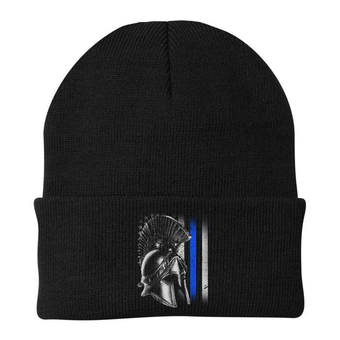 Spartan Police Blue Thin Line Flag Beanie
