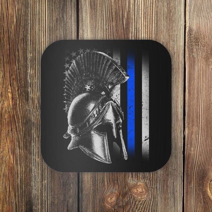 Spartan Police Blue Thin Line Flag Coaster