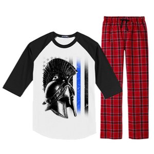 Spartan Police Blue Thin Line Flag Raglan Sleeve Pajama Set