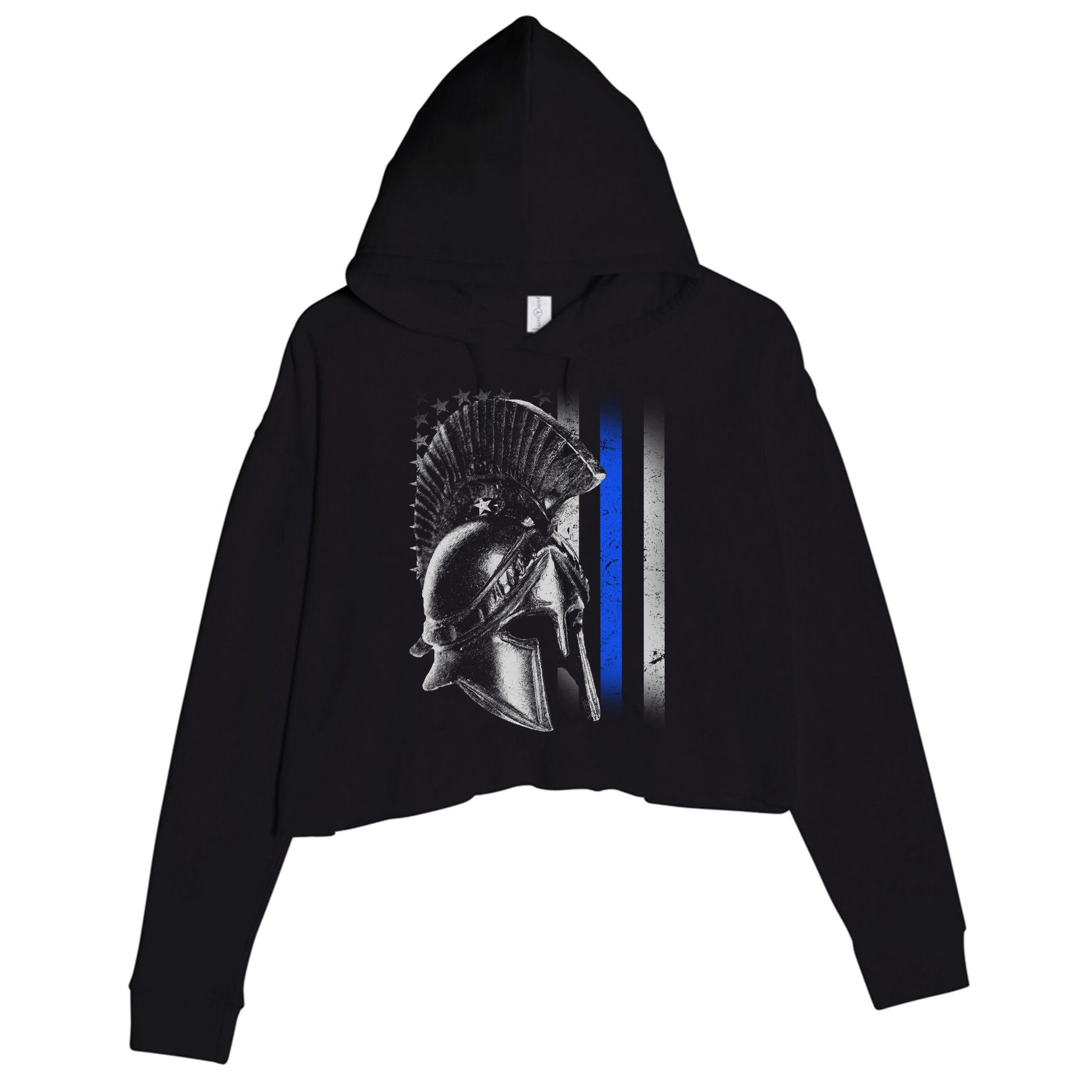 Spartan Police Blue Thin Line Flag Crop Fleece Hoodie