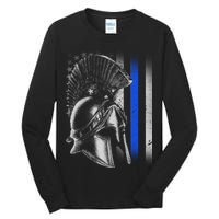 Spartan Police Blue Thin Line Flag Tall Long Sleeve T-Shirt