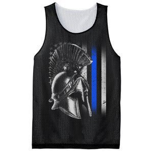 Spartan Police Blue Thin Line Flag Mesh Reversible Basketball Jersey Tank