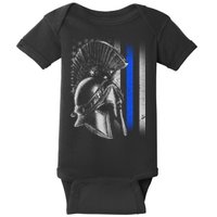 Spartan Police Blue Thin Line Flag Baby Bodysuit