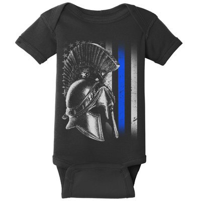 Spartan Police Blue Thin Line Flag Baby Bodysuit