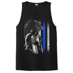 Spartan Police Blue Thin Line Flag PosiCharge Competitor Tank