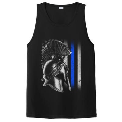 Spartan Police Blue Thin Line Flag PosiCharge Competitor Tank