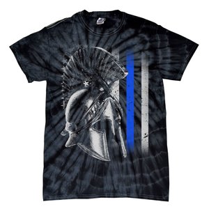 Spartan Police Blue Thin Line Flag Tie-Dye T-Shirt