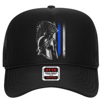 Spartan Police Blue Thin Line Flag Trucker Hat