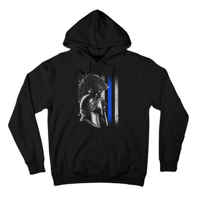 Spartan Police Blue Thin Line Flag Tall Hoodie