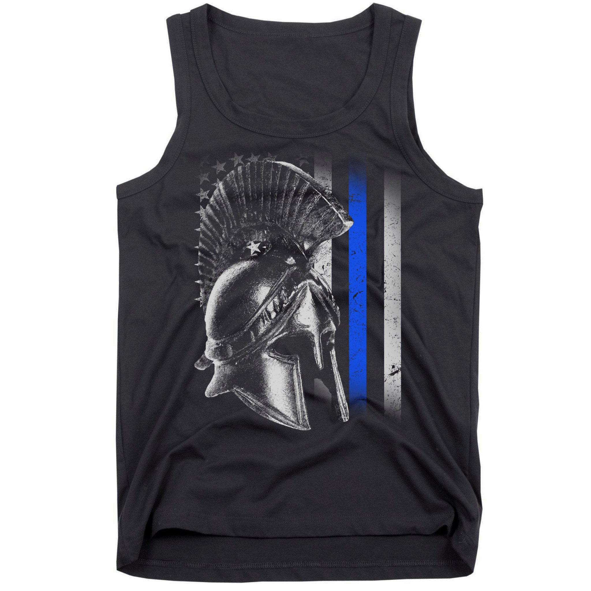 Spartan Police Blue Thin Line Flag Tank Top