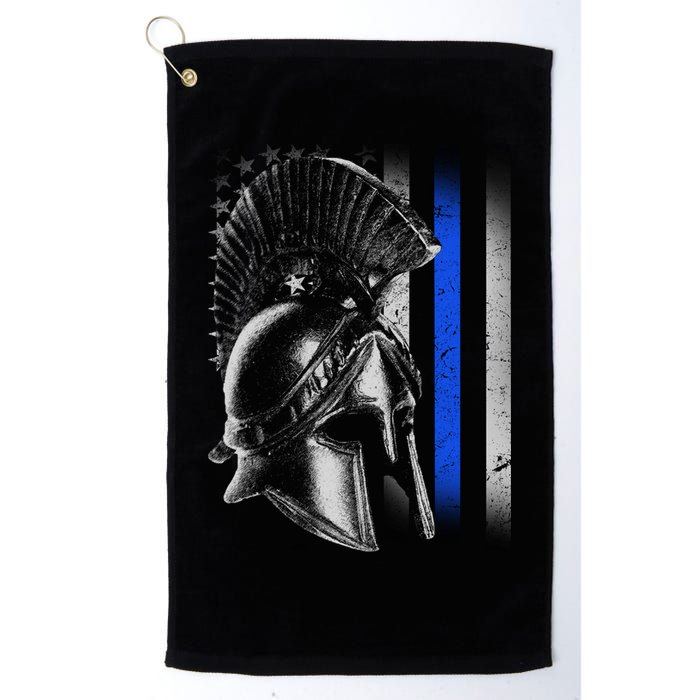 Spartan Police Blue Thin Line Flag Golf Towel