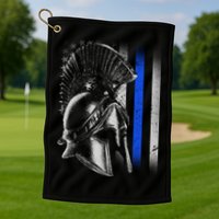 Spartan Police Blue Thin Line Flag Golf Towel