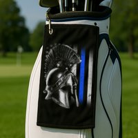 Spartan Police Blue Thin Line Flag Golf Towel