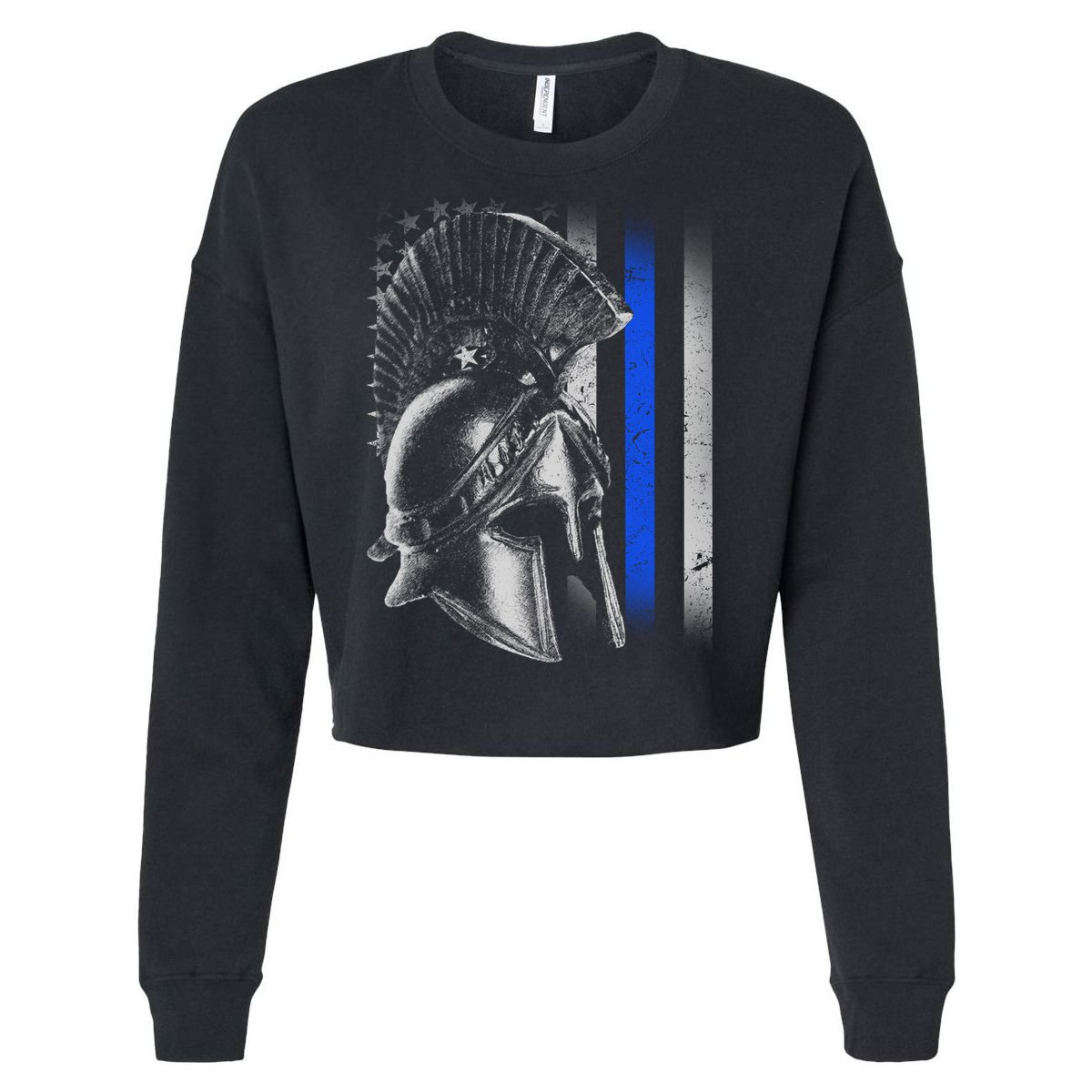 Spartan Police Blue Thin Line Flag Cropped Pullover Crew