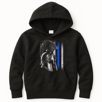 Spartan Police Blue Thin Line Flag Kids Hoodie