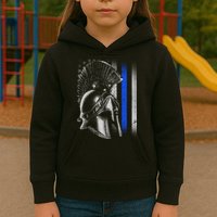 Spartan Police Blue Thin Line Flag Kids Hoodie