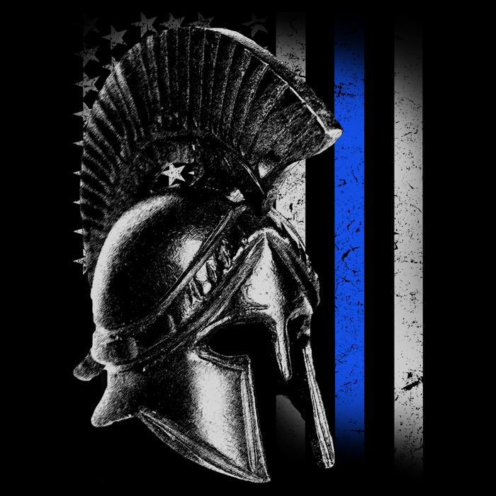 Spartan Police Blue Thin Line Flag Kids Hoodie