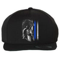 Spartan Police Blue Thin Line Flag Wool Snapback Cap