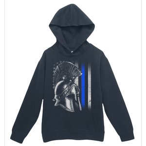 Spartan Police Blue Thin Line Flag Urban Pullover Hoodie