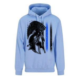 Spartan Police Blue Thin Line Flag Unisex Surf Hoodie