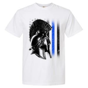 Spartan Police Blue Thin Line Flag Garment-Dyed Heavyweight T-Shirt